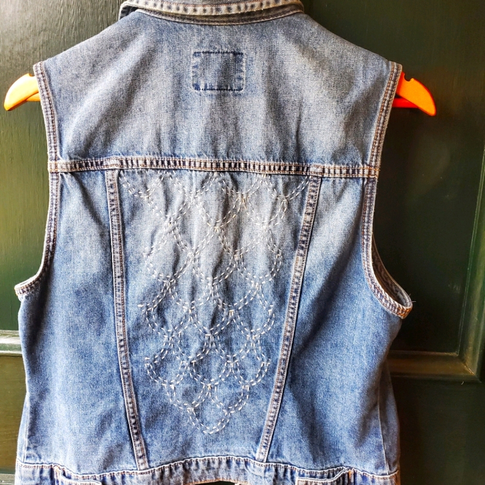 Old Navy Hand-embroidered Jean Vest